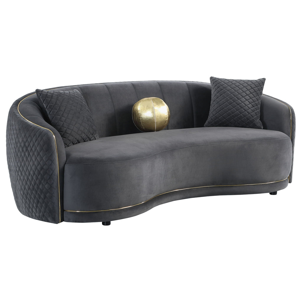 Brookside 2-piece Velvet Upholstered Sofa Set Dark Grey by Unique Piece Furniture