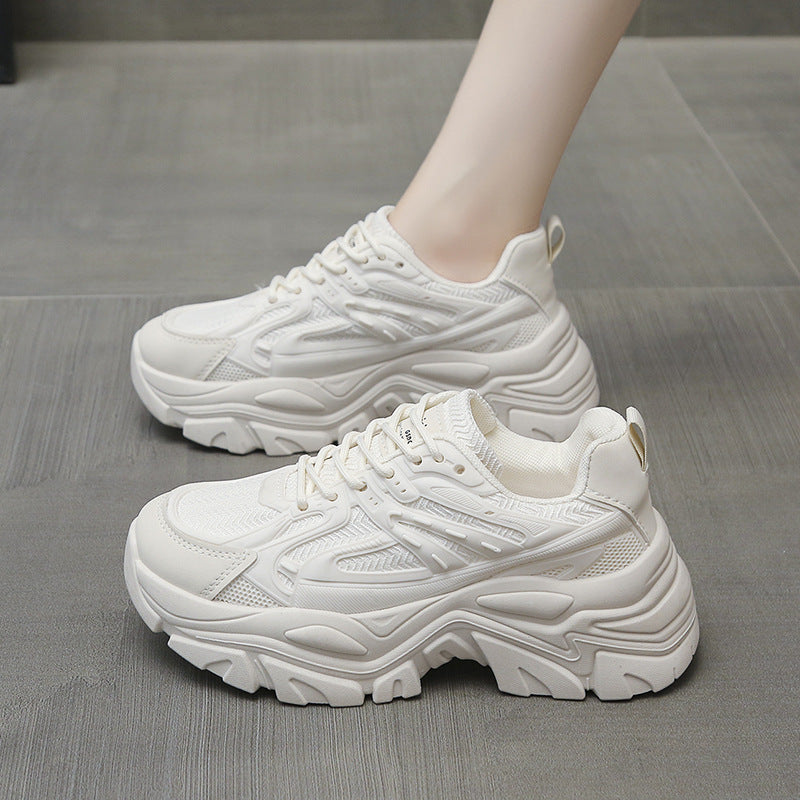Thick-Bottom Breathable White Shoes for Women — Stylish & Cushioned by FitiqueFit