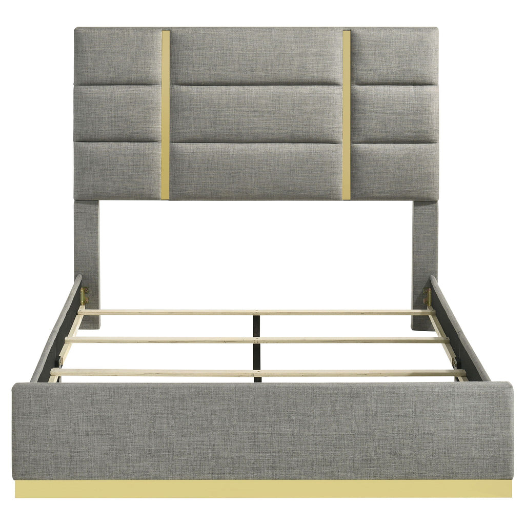 Ines 56-inch Fabric Upholstered Queen Panel Bed Grey by Unique Piece Furniture