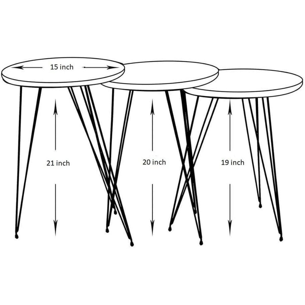 Grey Marble Nesting Tables Set Of 3 Modern Round End Tables by ShipItFurniture