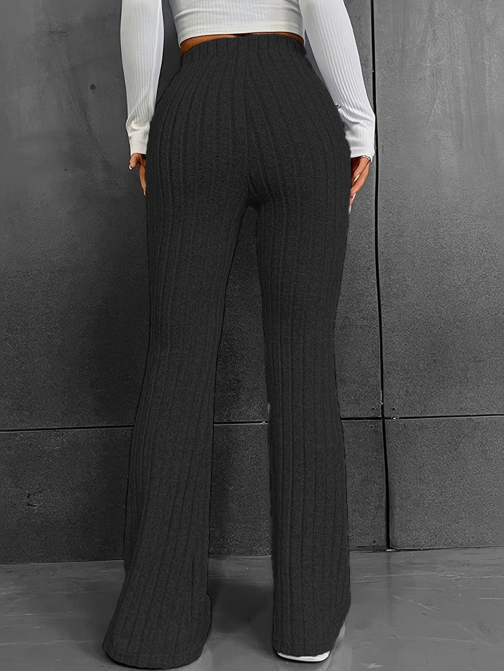 Ribbed High Waist Bootcut Pants by Wild and Free Boutique