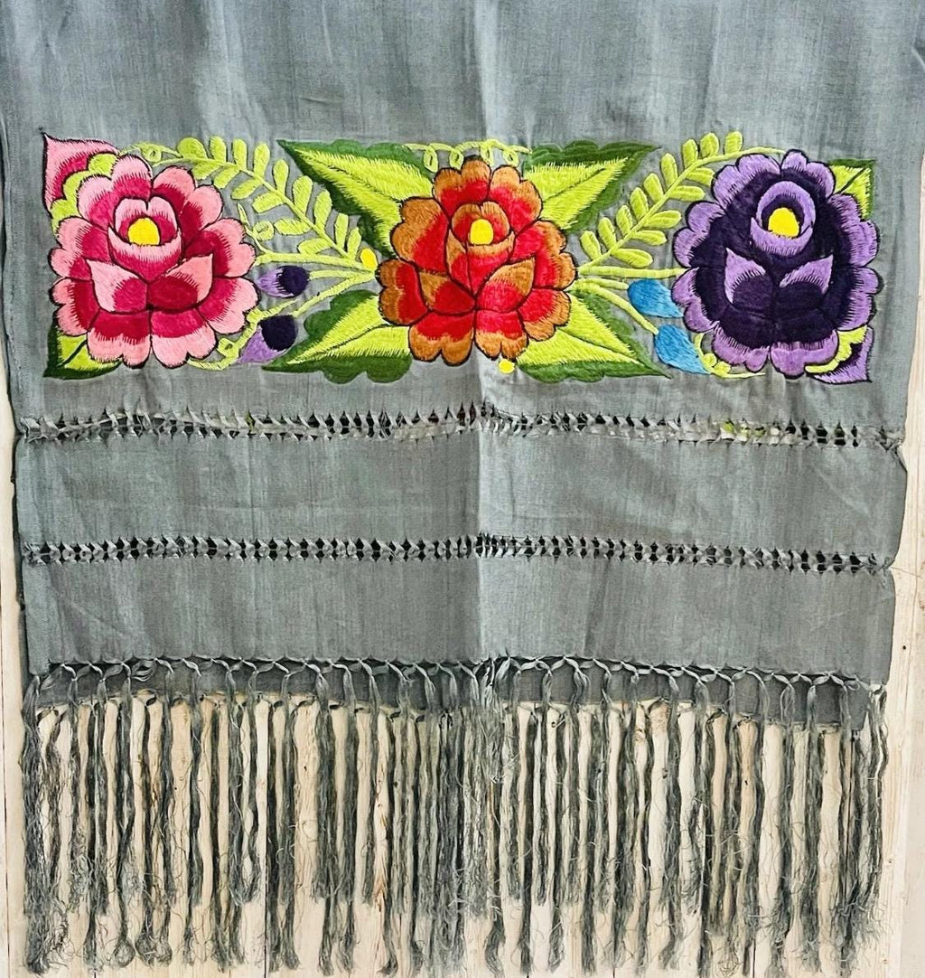 Embroidered Silk Handmade Mexican Shawls Rebosos Bordados en Ceda by Chica Mexico