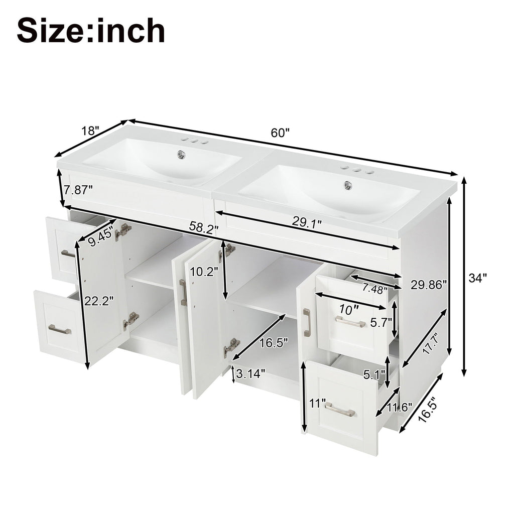 Bathroom Vanity With 2 Doors, 2 Drawers, Adjustable Shelf, Hidden Slides & Soft Close Hinges by Unique Piece Furniture