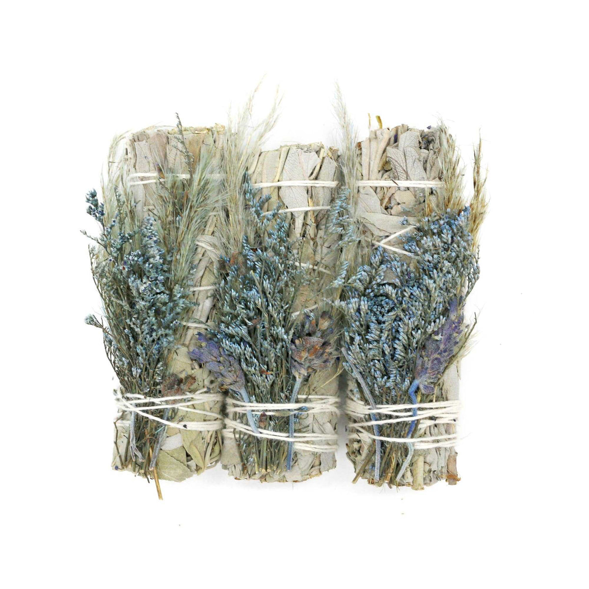 'Blue Bouquet' Floral White Sage Smudge Stick (4 in.) by Sacred Crystals