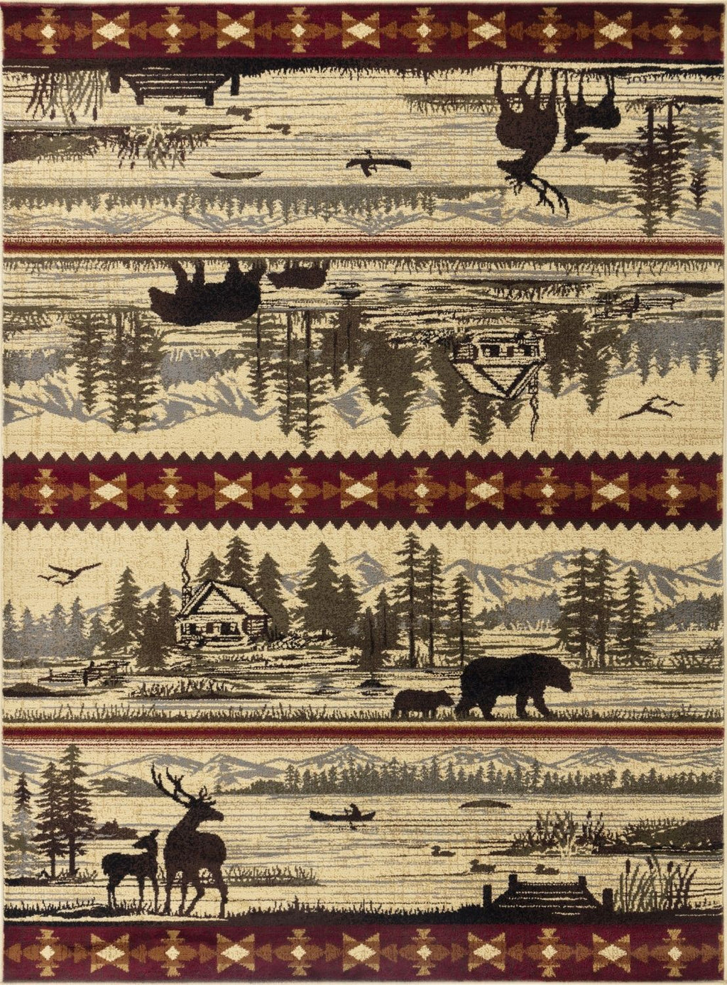 Nature's Nest - 5'3" X 7'3" Lodge Area Rug - Multi / Cream by Unique Piece Furniture