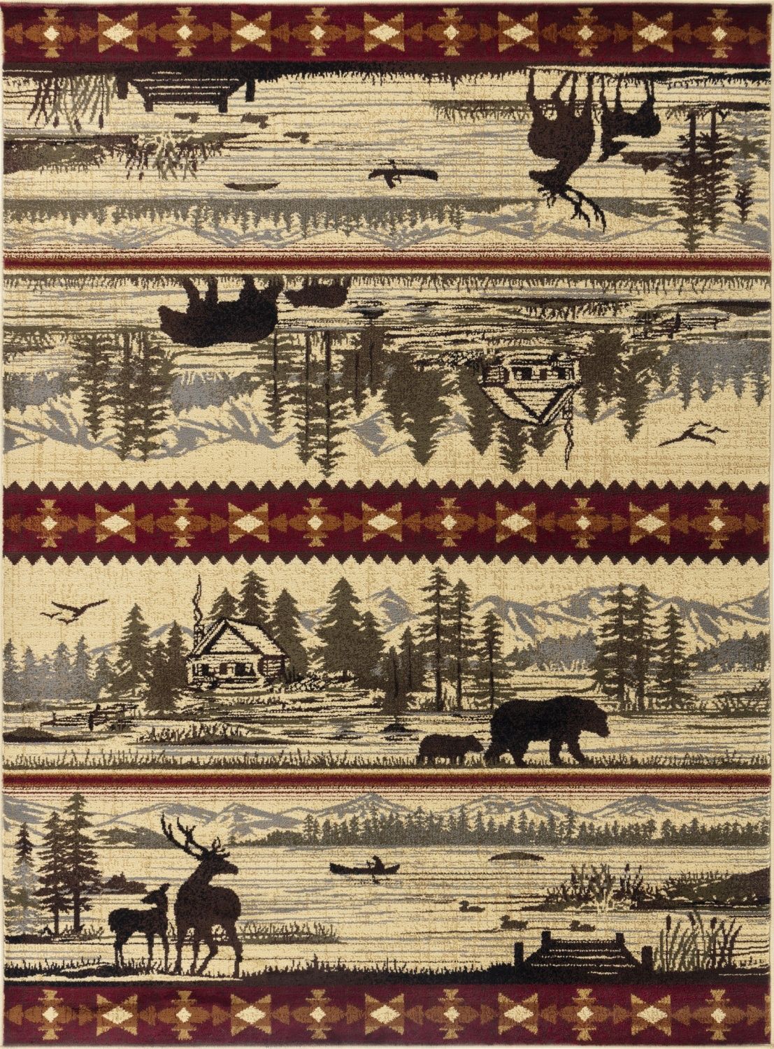 Nature's Nest - 5'3" X 7'3" Lodge Area Rug - Multi / Cream by Unique Piece Furniture