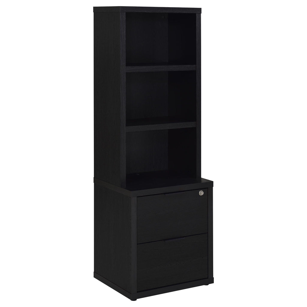 Westpark 3-shelf Bookcase USB and Lockable Drawer Black by Unique Piece Furniture