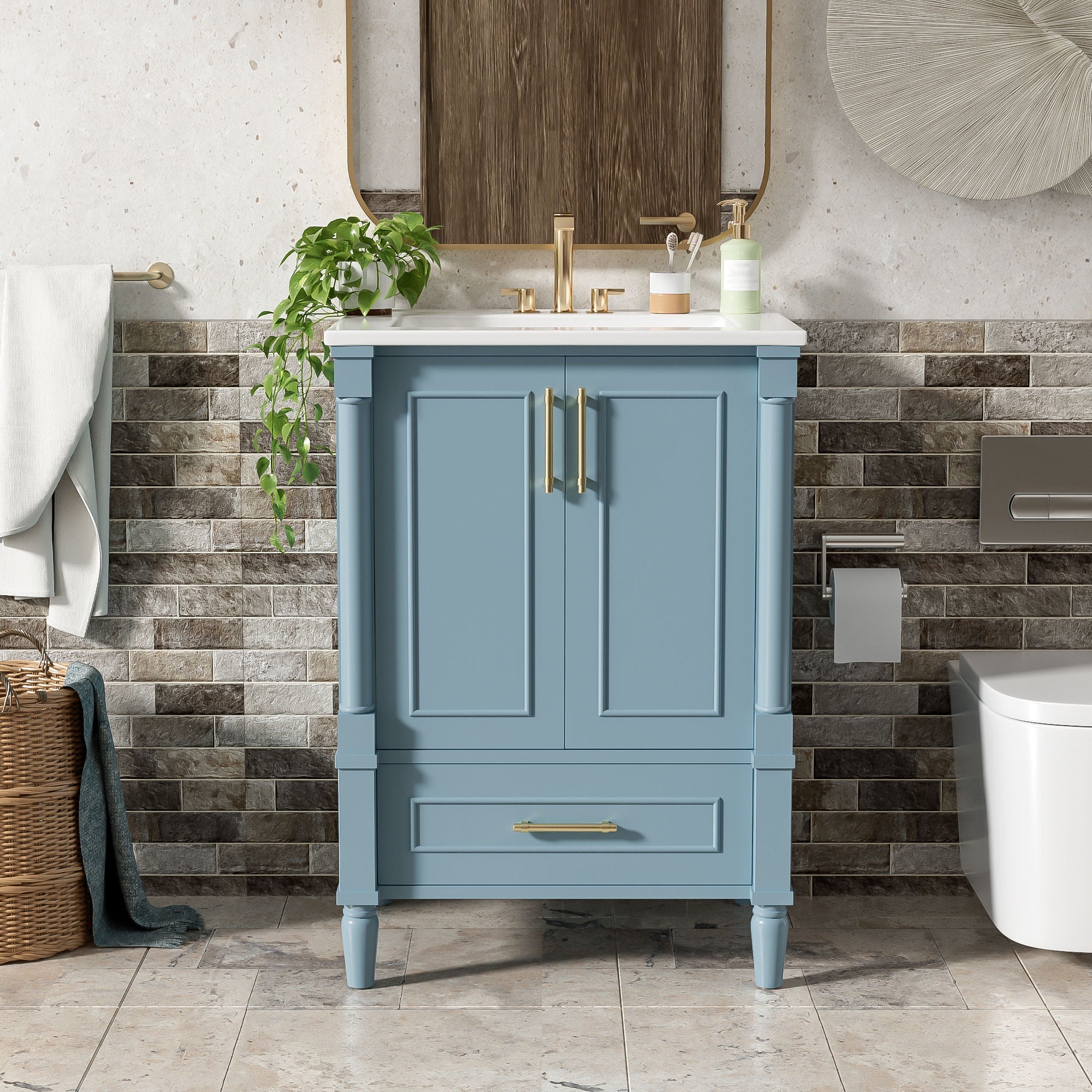 Bathroom Vanity With Ornate French Cylinder Legs, Soft Close Drawer by Unique Piece Furniture