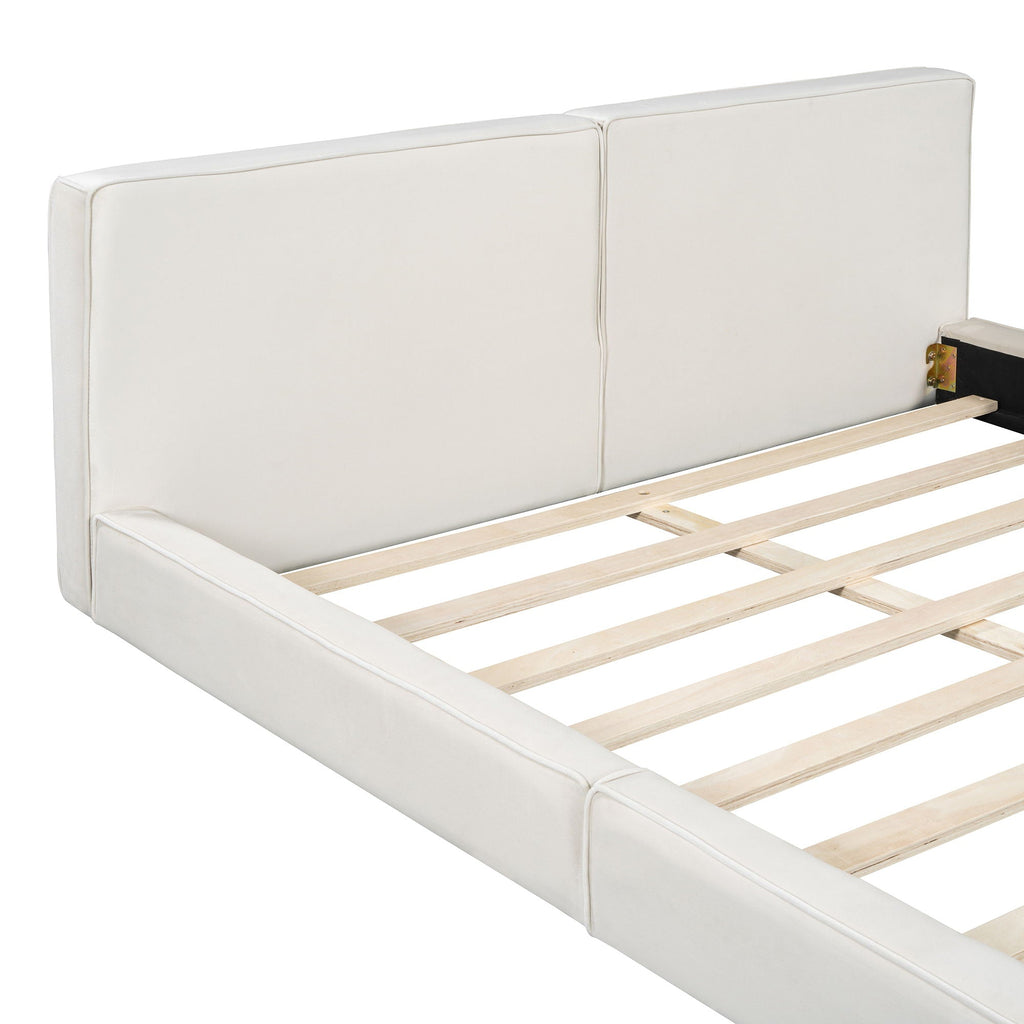 Upholstered Platform Bed, Grounded Bed With Solid Frame by Unique Piece Furniture