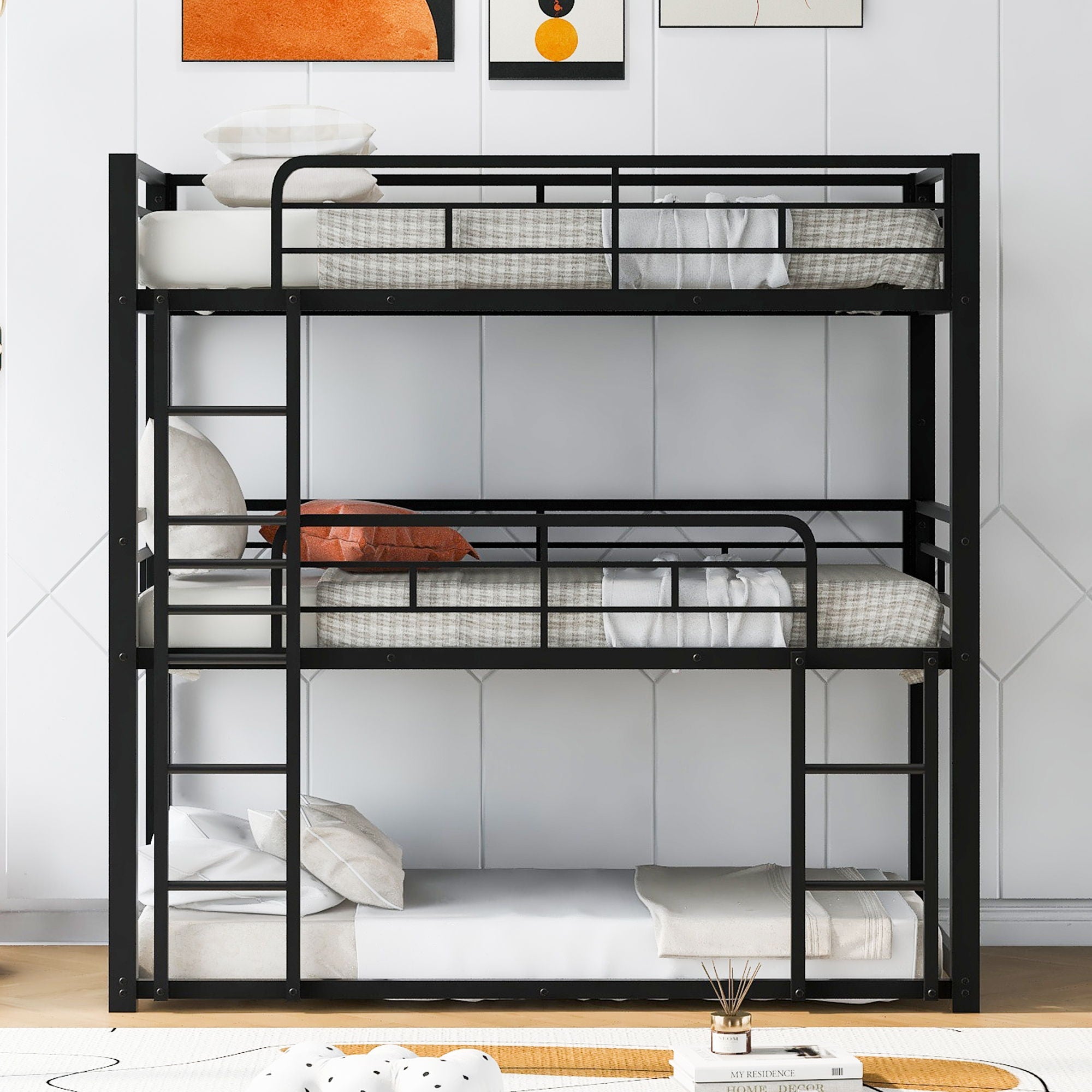 Triple Bunk Bed With Sturdy Construction And Space Saving Design by Unique Piece Furniture