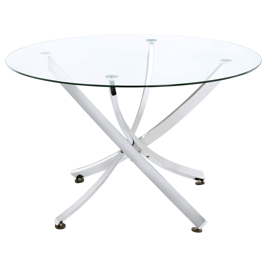 Beckham Round 46-inch Glass Top Dining Table Chrome by Unique Piece Furniture