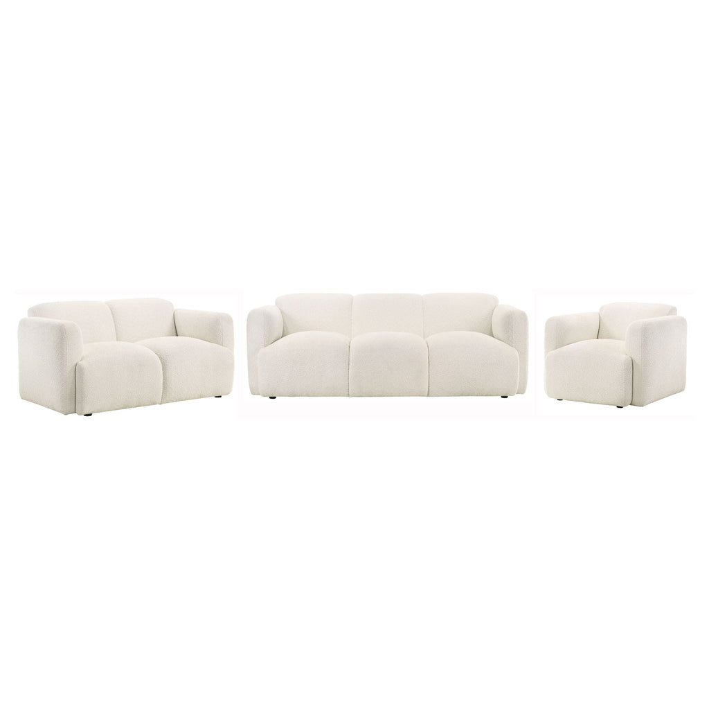 Dorset 3-piece Upholstered Round Track Arm Sofa Set White by Unique Piece Furniture