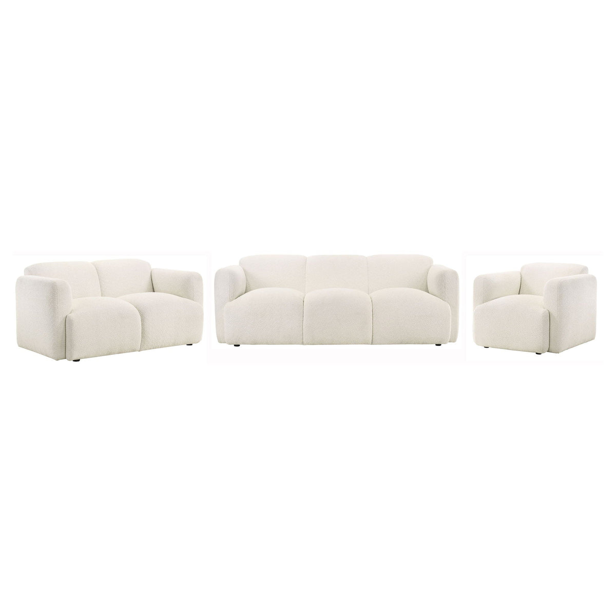 Dorset 3-piece Upholstered Round Track Arm Sofa Set White by Unique Piece Furniture