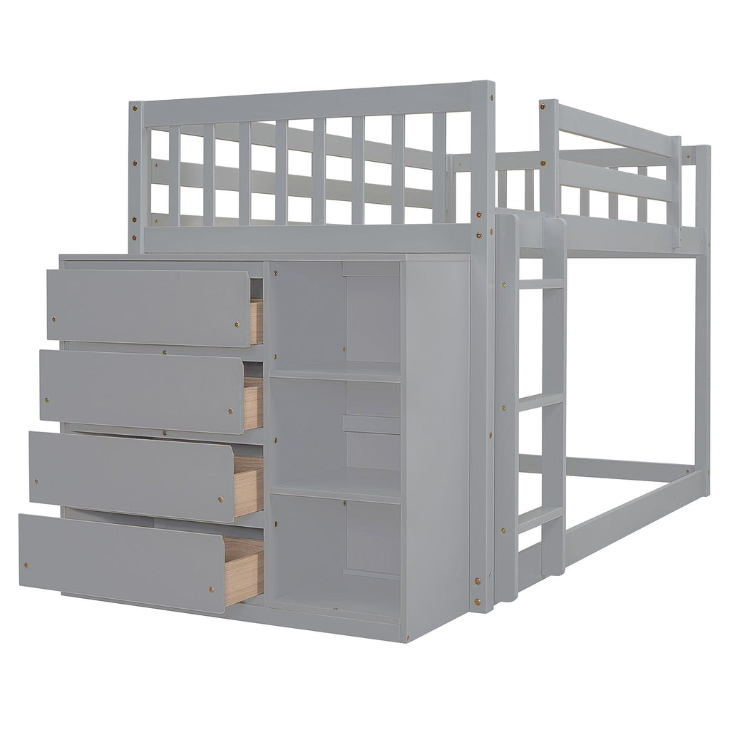 Bunk Bed With 4 Drawers And 3 Shelves by Unique Piece Furniture