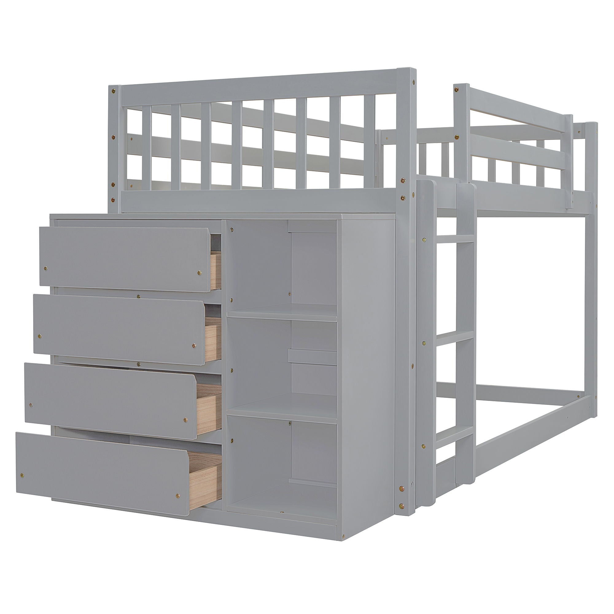 Bunk Bed With 4 Drawers And 3 Shelves by Unique Piece Furniture