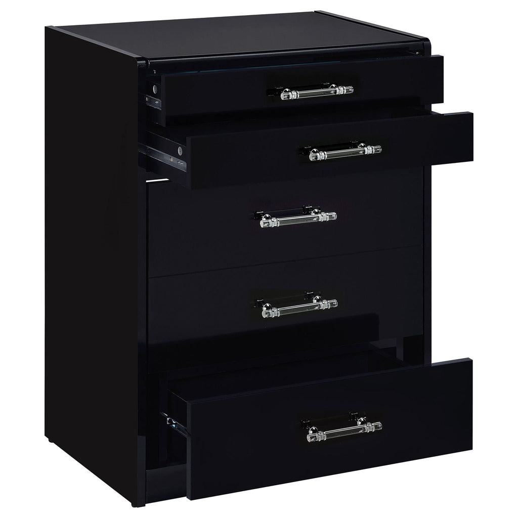 Danbury 3-drawer Makeup Vanity & Stool Set Black High Gloss by Unique Piece Furniture