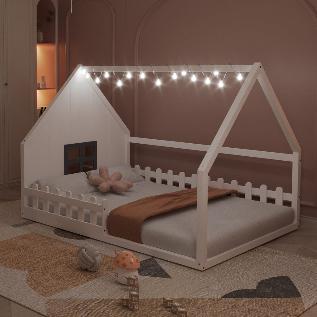 House Bed With Window And Fence by Unique Piece Furniture