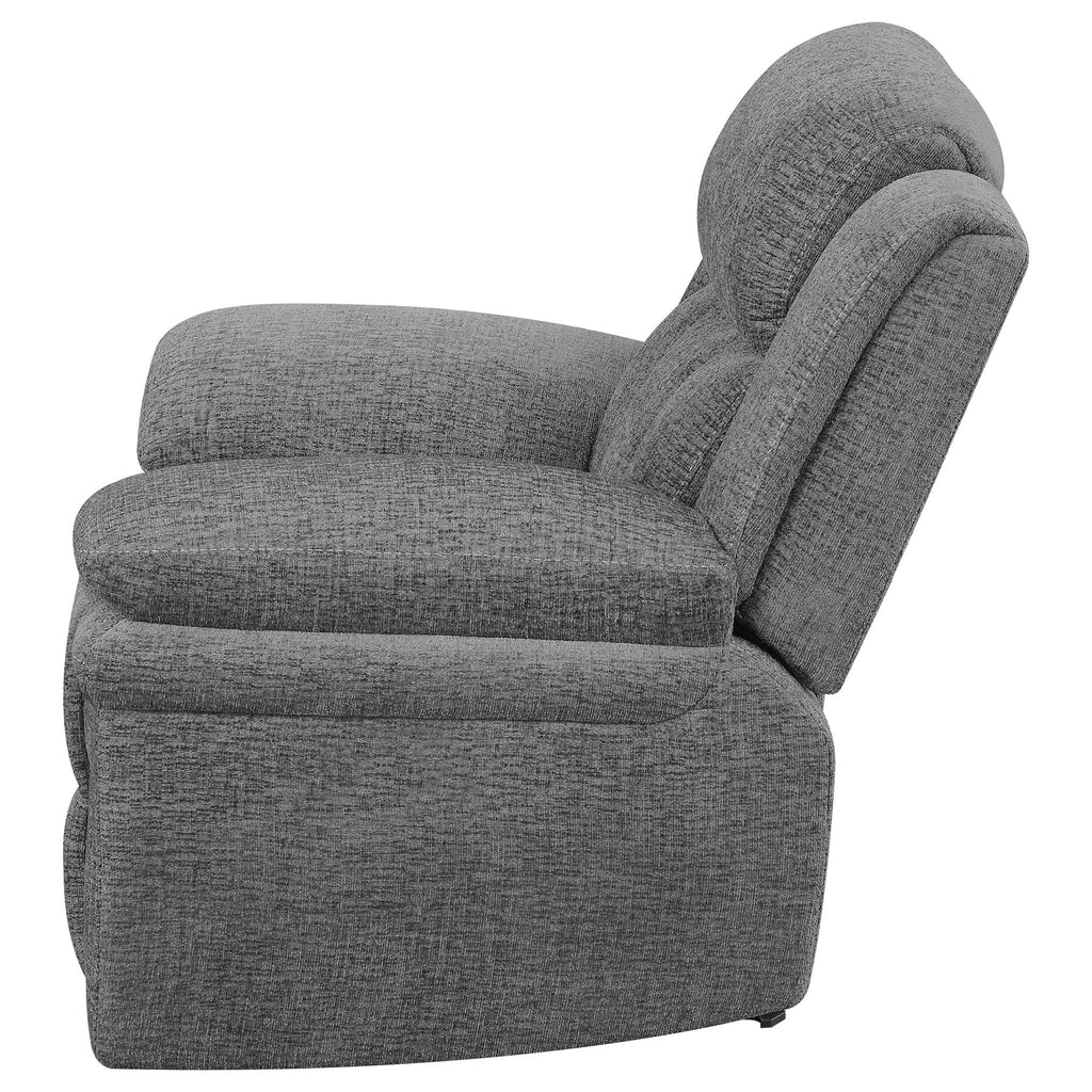 Bahrain Upholstered Glider Recliner Charcoal by Unique Piece Furniture