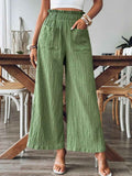 Pocketed Elastic Waist Wide Leg Pants by Wild and Free Boutique