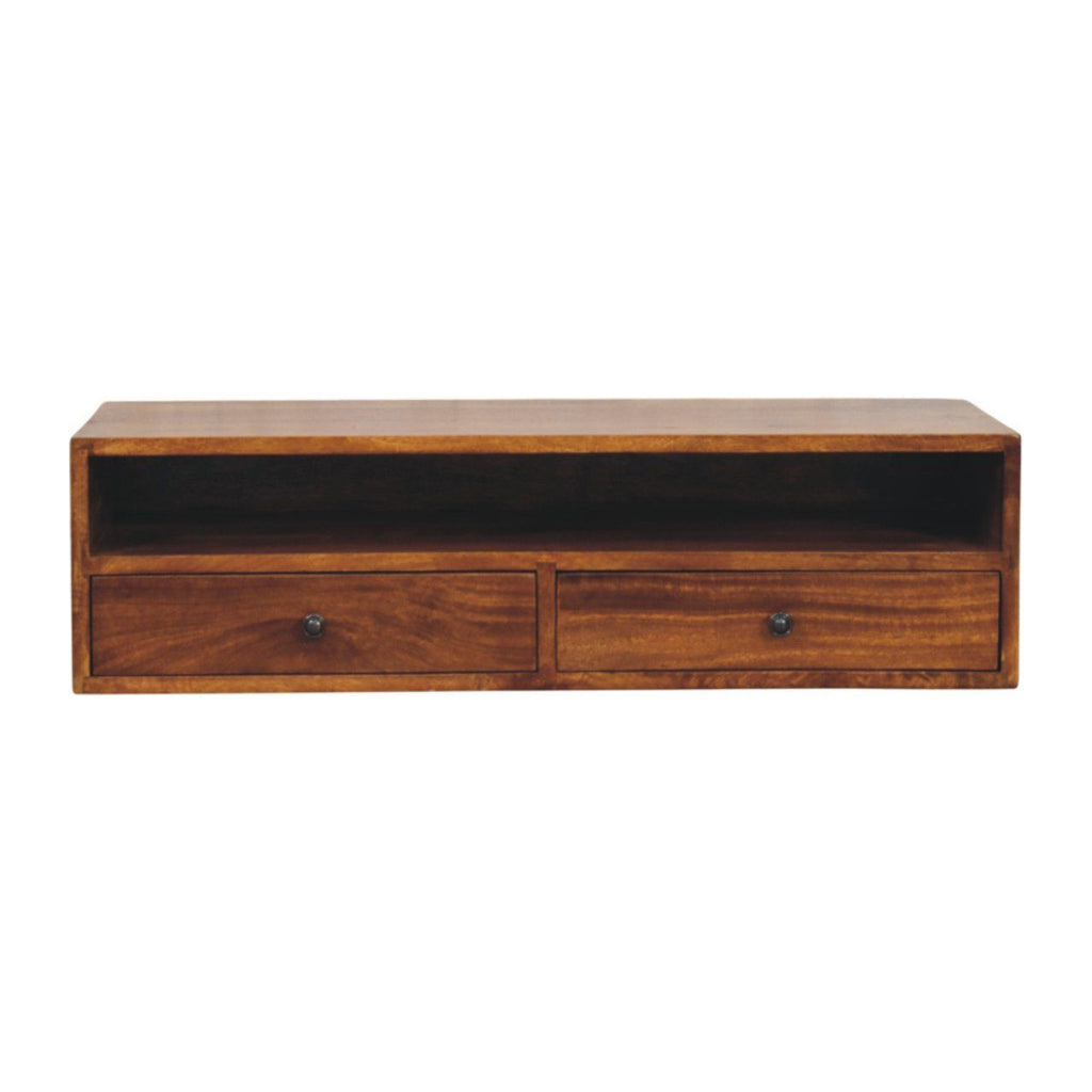 Lunar - 2 Drawer Wall Mounted Media Unit - Brown by Unique Piece Furniture