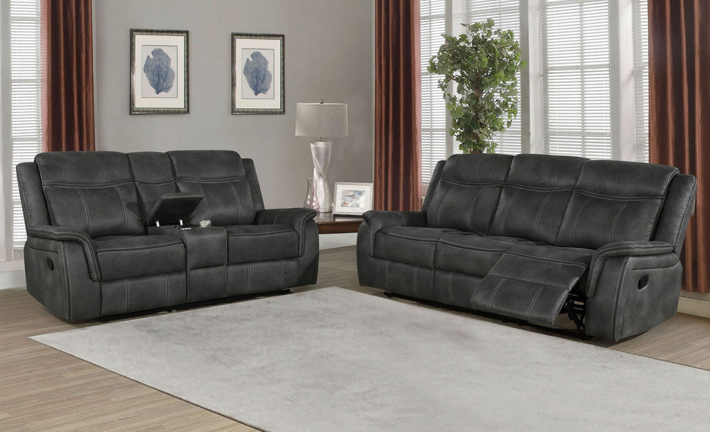 Lawrence 2-piece Upholstered Reclining Sofa Set Charcoal by Unique Piece Furniture