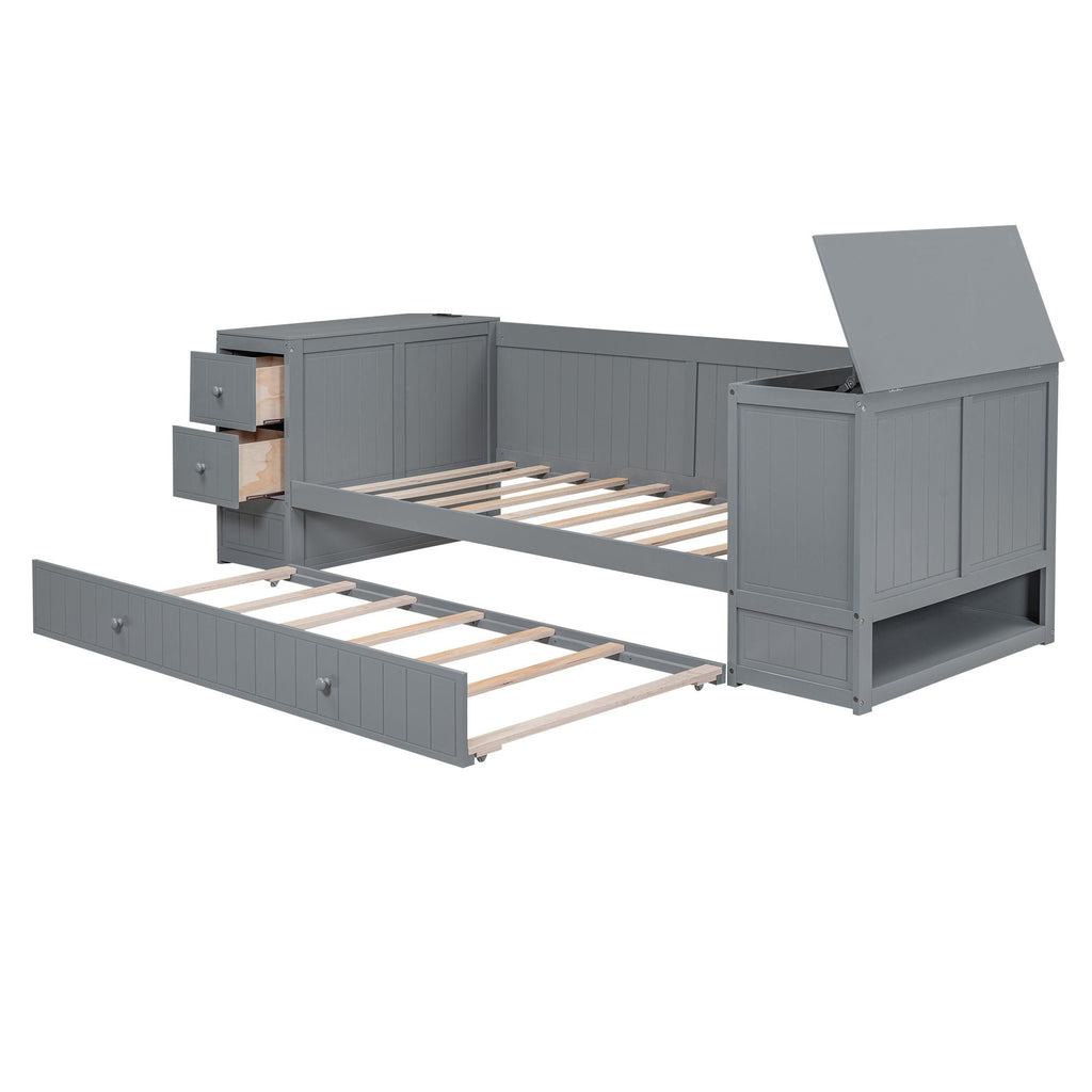 Daybed With Storage Arms, Trundle And Charging Station by Unique Piece Furniture