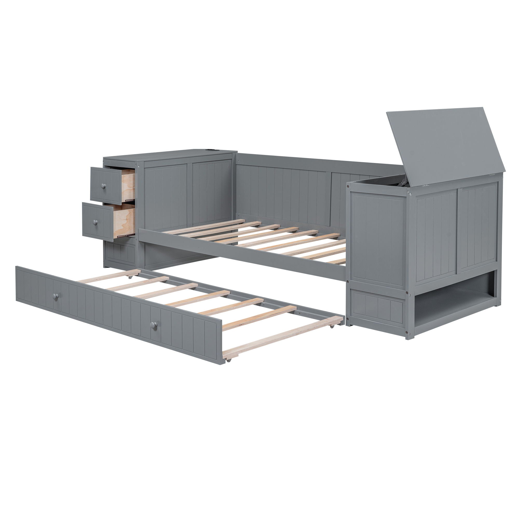 Daybed With Storage Arms, Trundle And Charging Station by Unique Piece Furniture