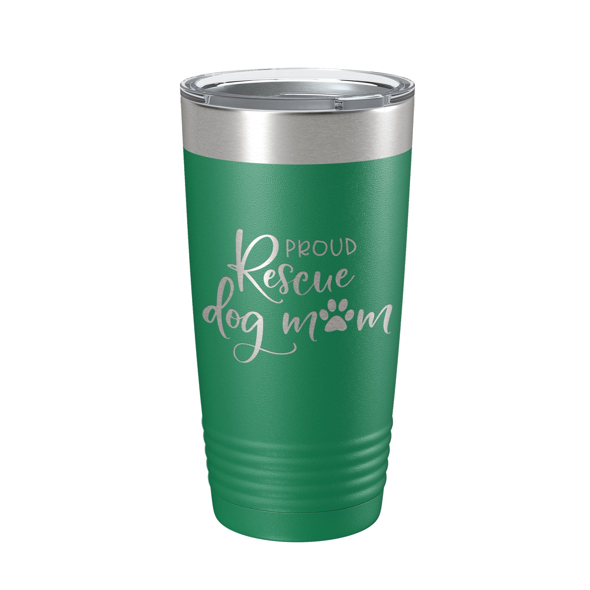 Proud Rescue Mom Tumbler Dog Travel Mug Gift Insulated Laser Engraved Coffee Cup 20 oz by CarveBright