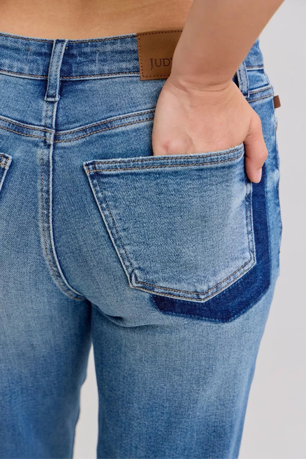Judy Blue Full Size Mid Rise Bf Patch & Repair Destroy Release Hem Jeans Plus Size by Wild and Free Boutique