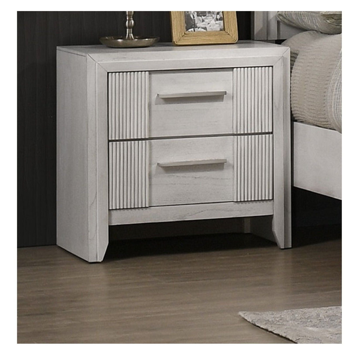 2 Drawer Nightstand With Bar Handle - Antique White by Unique Piece Furniture
