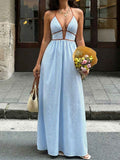 Striped Halter Neck Maxi Dress