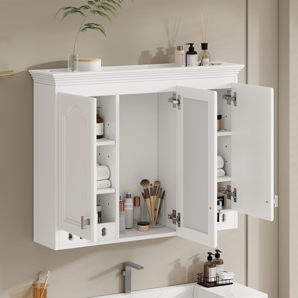 Wall Mount Mirror Cabinet With Adjustable Shelves, Soft Closing Hinges by Unique Piece Furniture