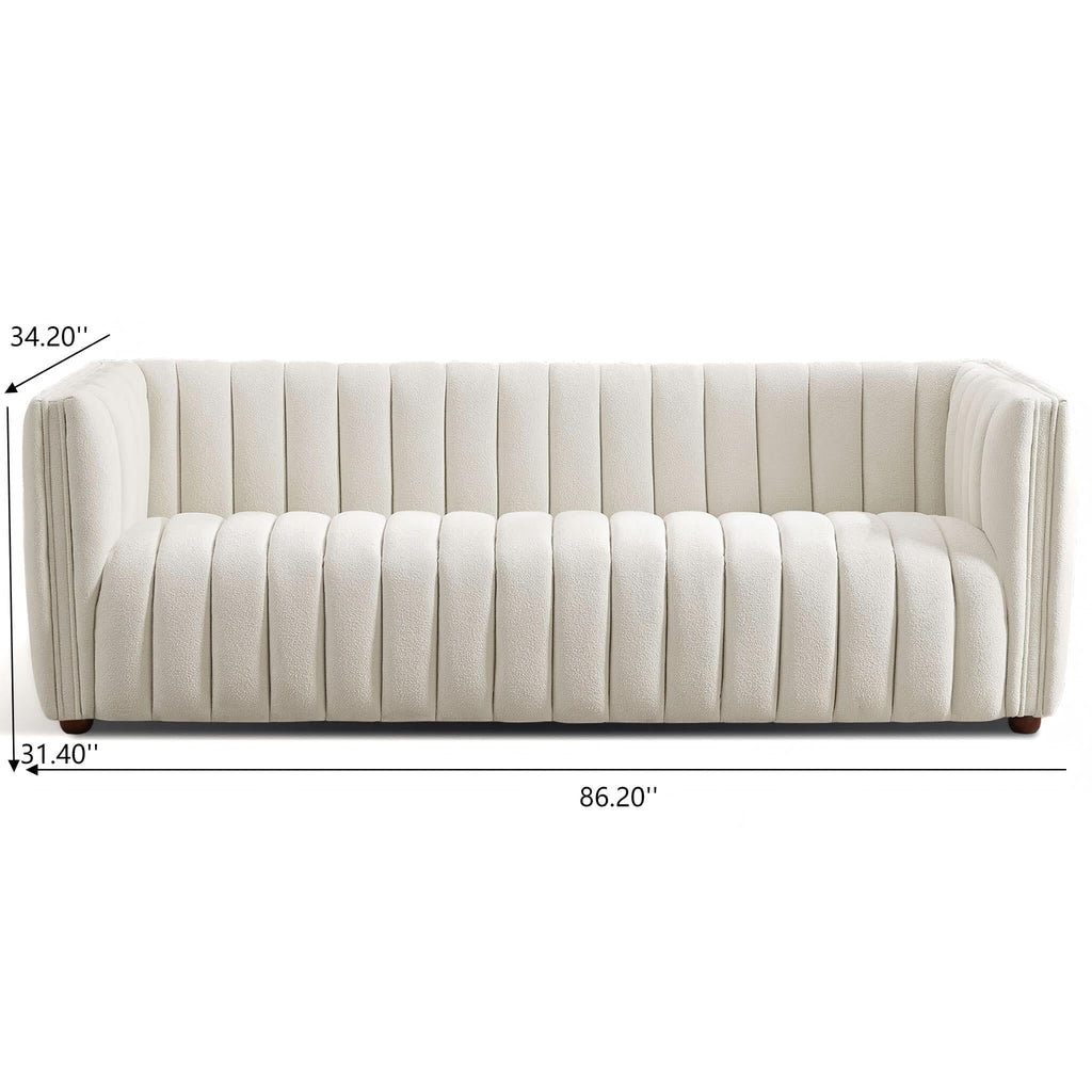 April - Mid-Century Modern Luxury Tight Back Boucle Couch by Unique Piece Furniture