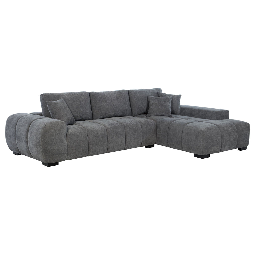 Octavia Upholstered Sectional Chaise Sofa Charcoal Grey by Unique Piece Furniture