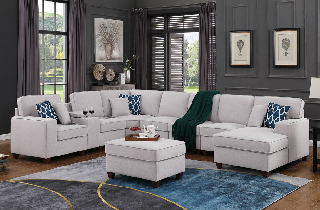 Eric - 9 Piece Upholstered Sectional With Ottoman by Unique Piece Furniture