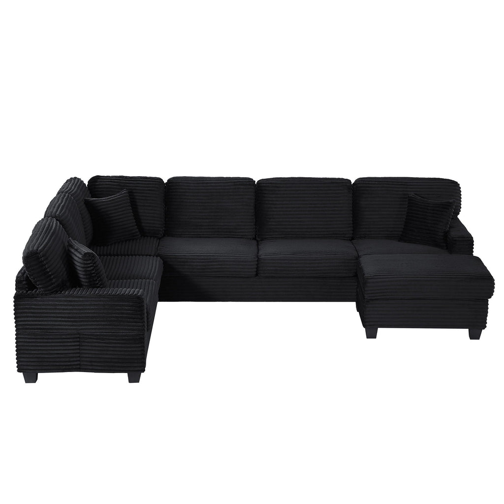 Upholstered U-Shaped Sectional Sofa With Movable Ottoman And Side Storage Pockets by Unique Piece Furniture