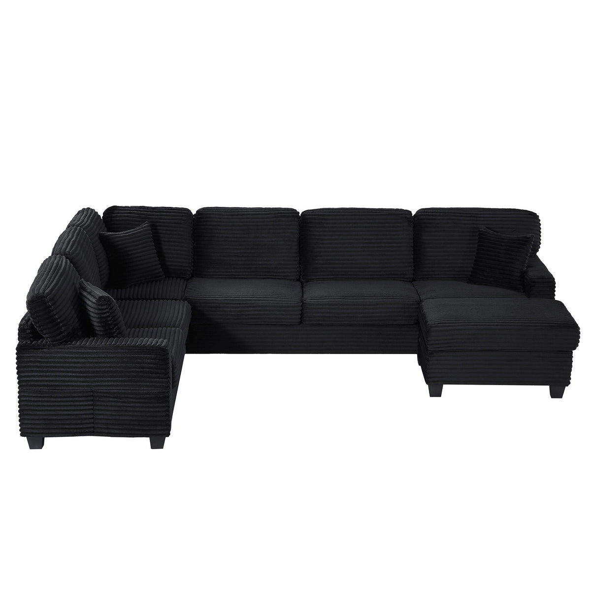 Upholstered U-Shaped Sectional Sofa With Movable Ottoman And Side Storage Pockets by Unique Piece Furniture