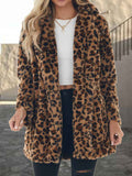 Leopard Collared Neck Coat with Pockets by Wild and Free Boutique
