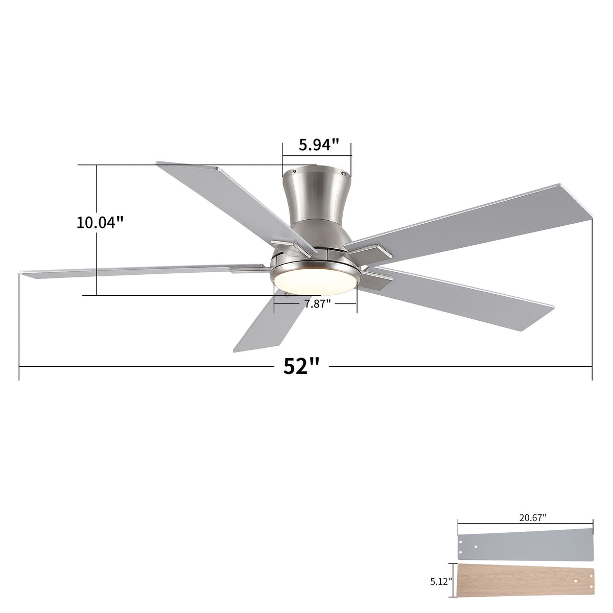 Low Profile Flush Mount Intergrated LED Ceiling Fan With Light And Reversible Quiet Motor by Unique Piece Furniture