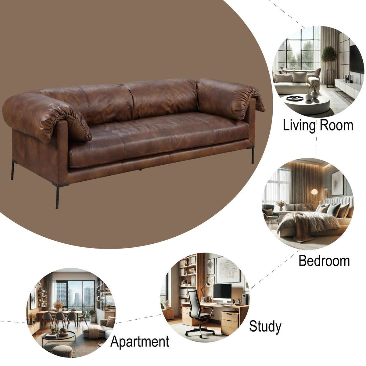 Jaron - Top Grain Leather Sofa - Mocha by Unique Piece Furniture