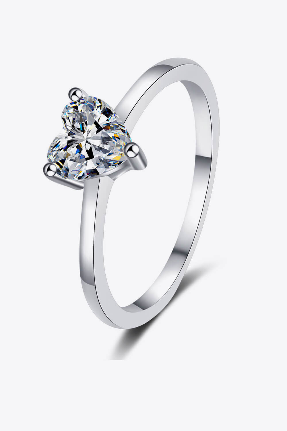 925 Sterling Silver Heart-Shaped Moissanite Solitaire Ring by Wild and Free Boutique