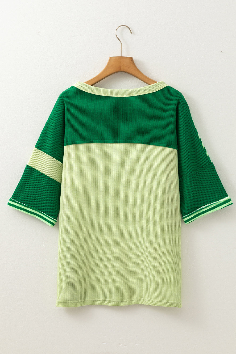 Mint Green Striped Patchwork Textured Colorblock 3/4 Sleeve Knit Top by Wild and Free Boutique