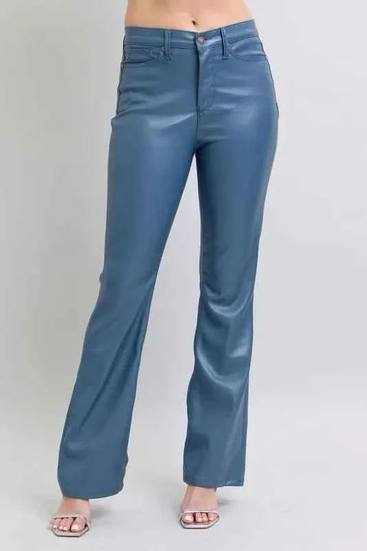 Judy Blue Full Size High Waist Tummy Control Faux Leather Bootcut Pants Plus Size by Wild and Free Boutique