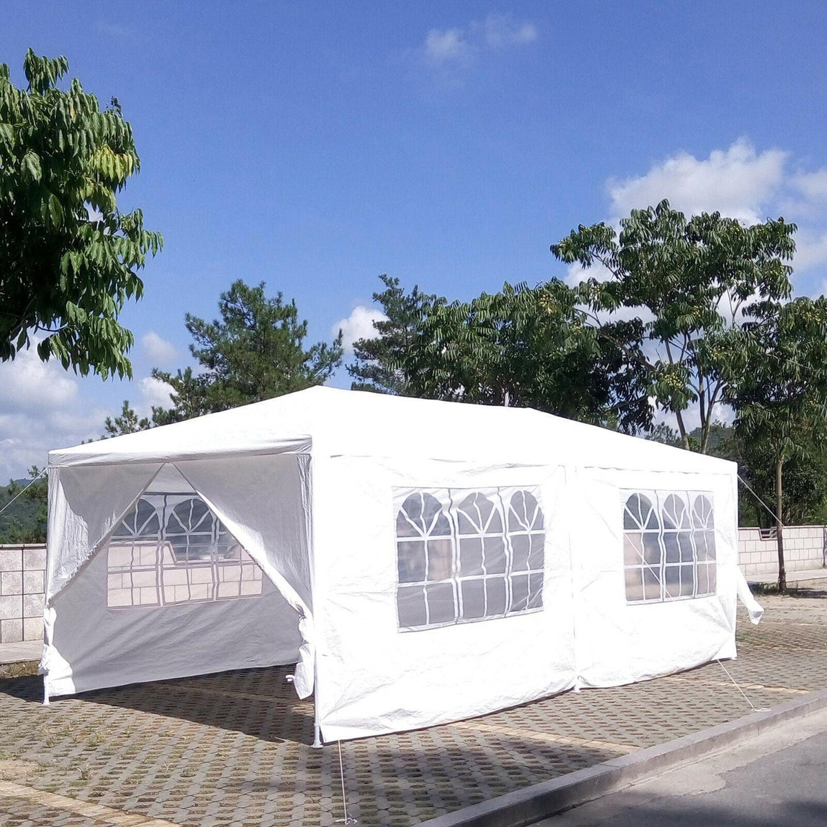 Wedding Party Canopy Tent Outdoor Gazebo With 6 Removable Sidewalls - White by Unique Piece Furniture
