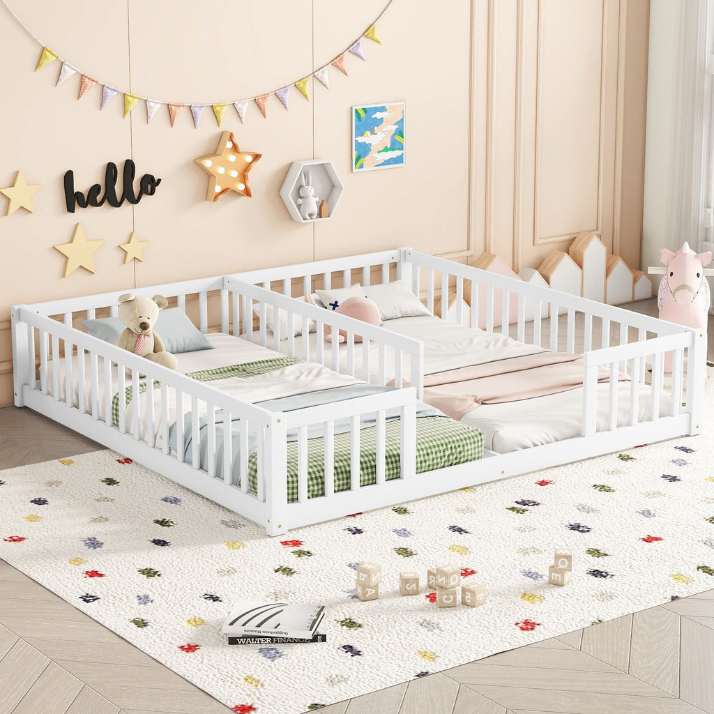 Double Floor Bed With Fence, Guardrails, Without Door by Unique Piece Furniture