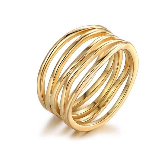 Five Layer Stack Ring in 18K Gold Plating - Assorted Sizes by DailySale