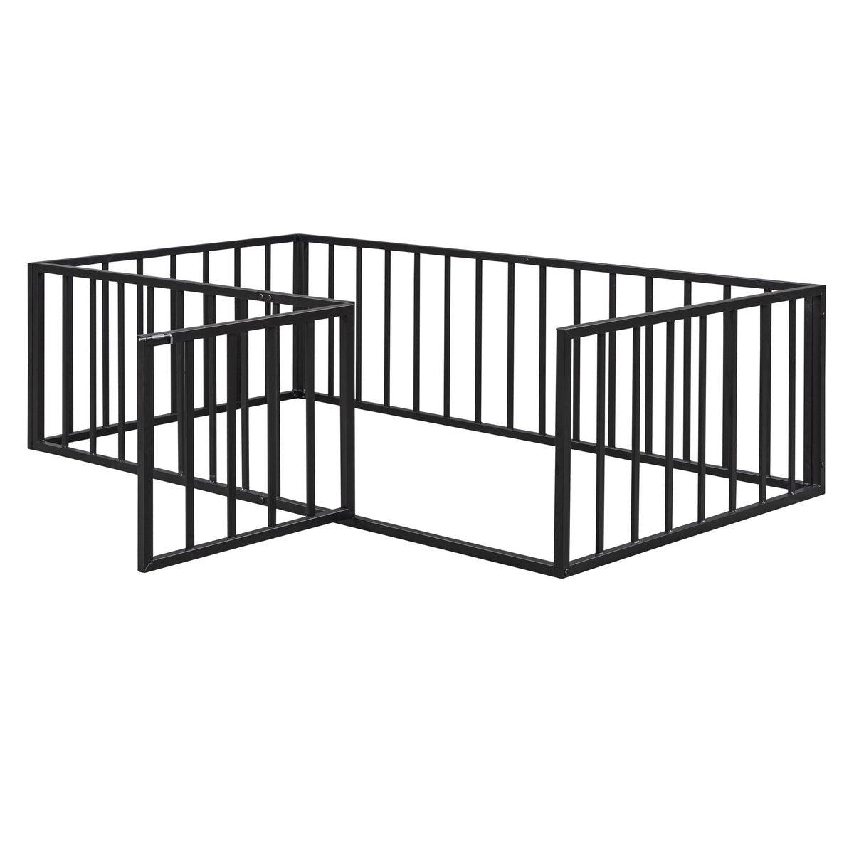 Metal Floor Bed Frame With Fence And Door by Unique Piece Furniture