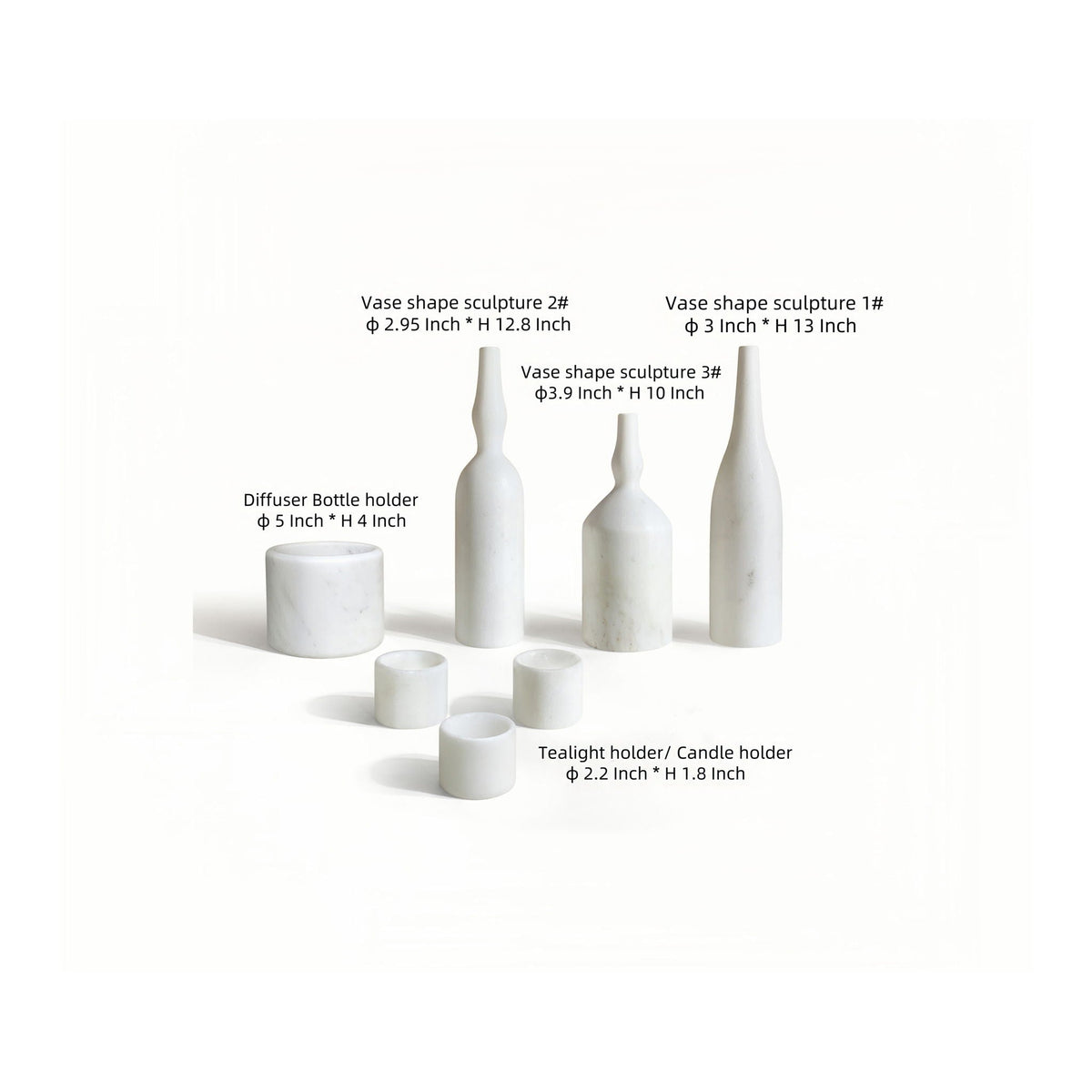 7 Pieces Luxury Natural Marble Living Room Accessories Set by Unique Piece Furniture