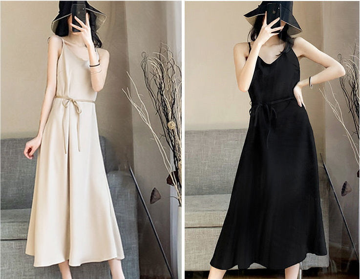 Summer Dresses for Women Sleeveless Loose Sling Maxi Dresses Casual Plain Cami Long Dress by SHOMICOBOUTIQUE