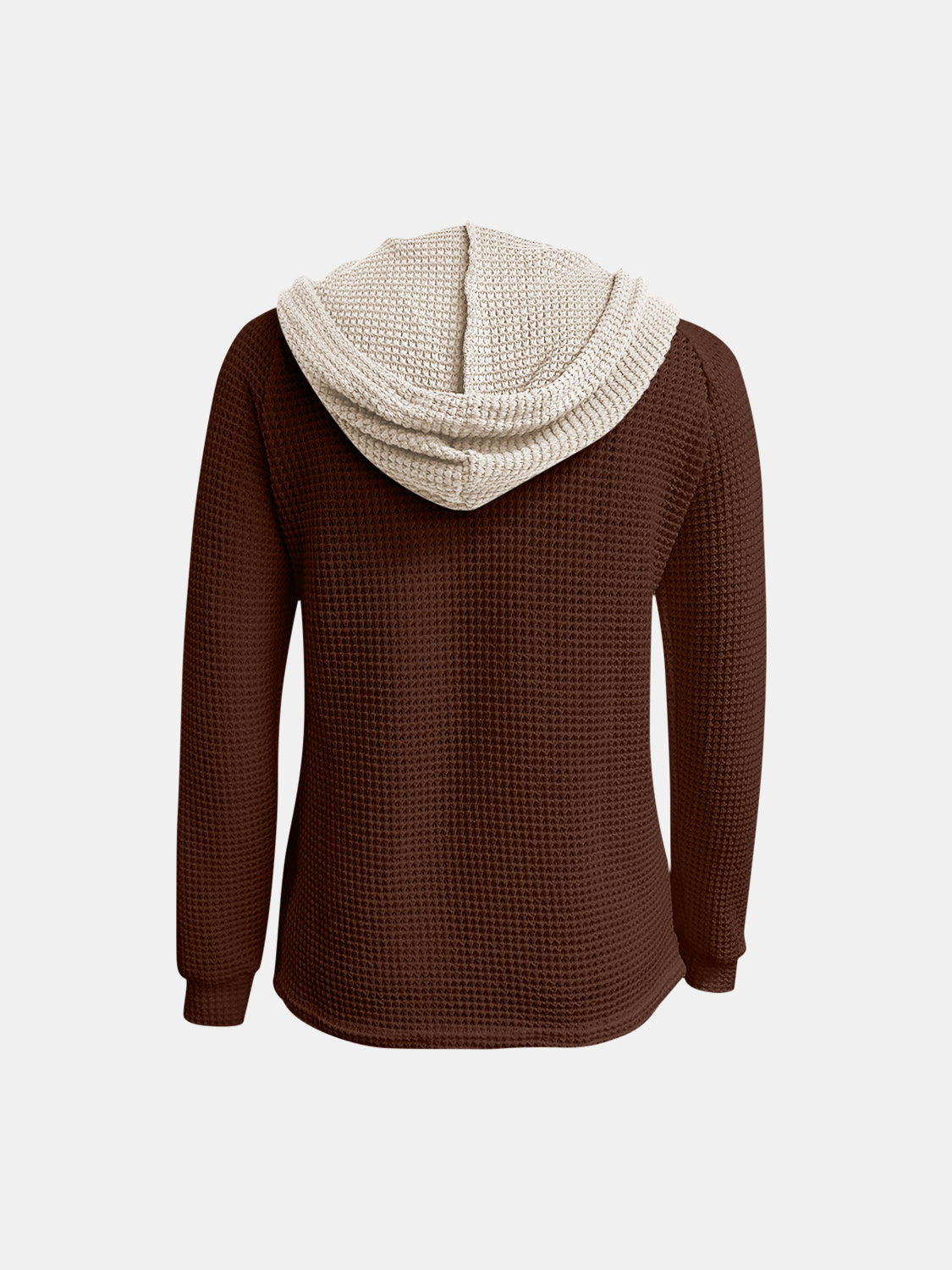 Full Size Waffle-Knit Contrast Long Sleeve Hoodie by Wild and Free Boutique